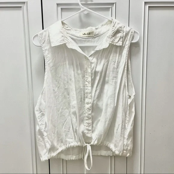 Bella Dahl White Button Down Blouse, Size Large - Picture 1 of 5
